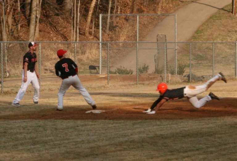 Barnett safe at third base on his triple.
