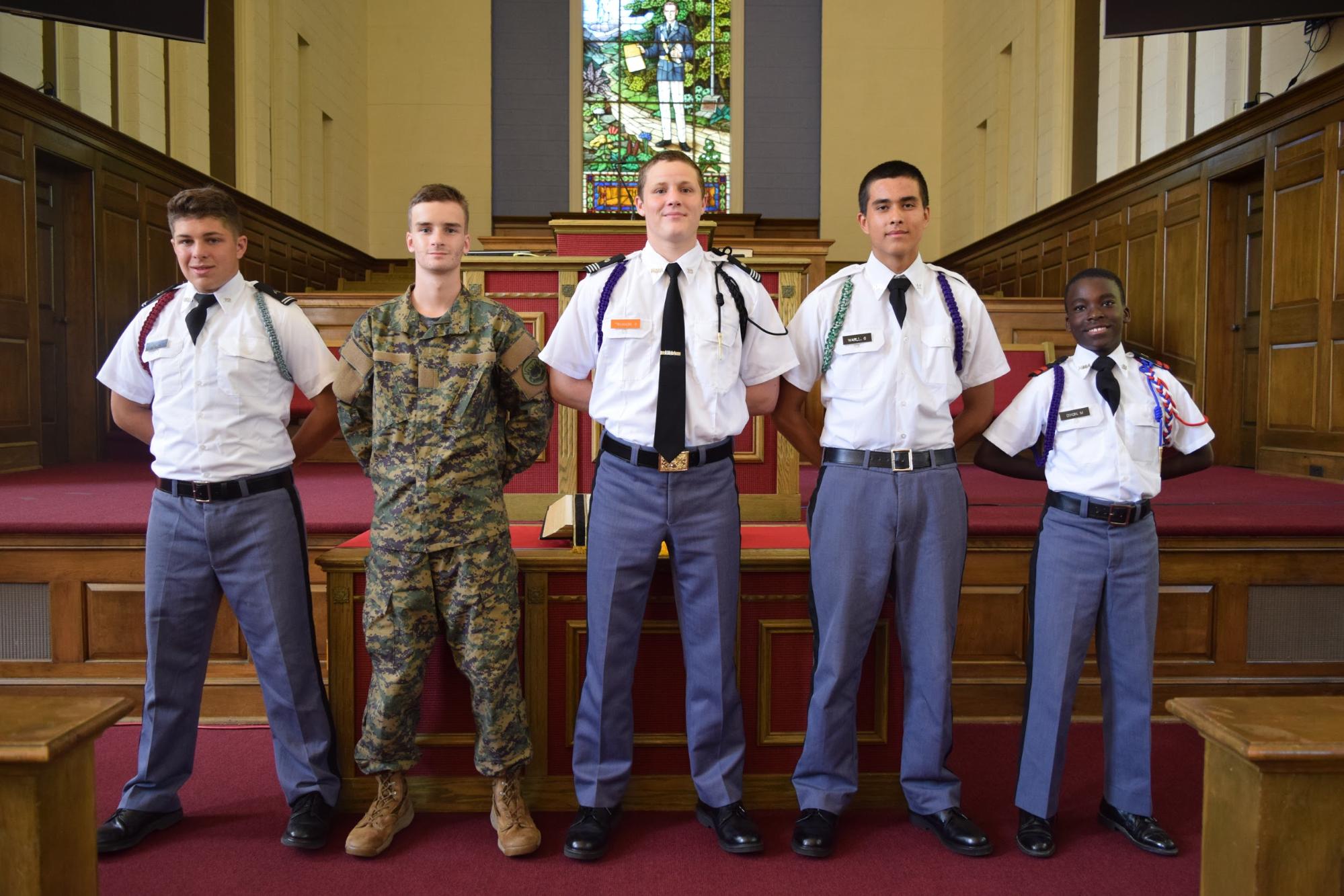Cadet Chapel Staff working with Chaplain