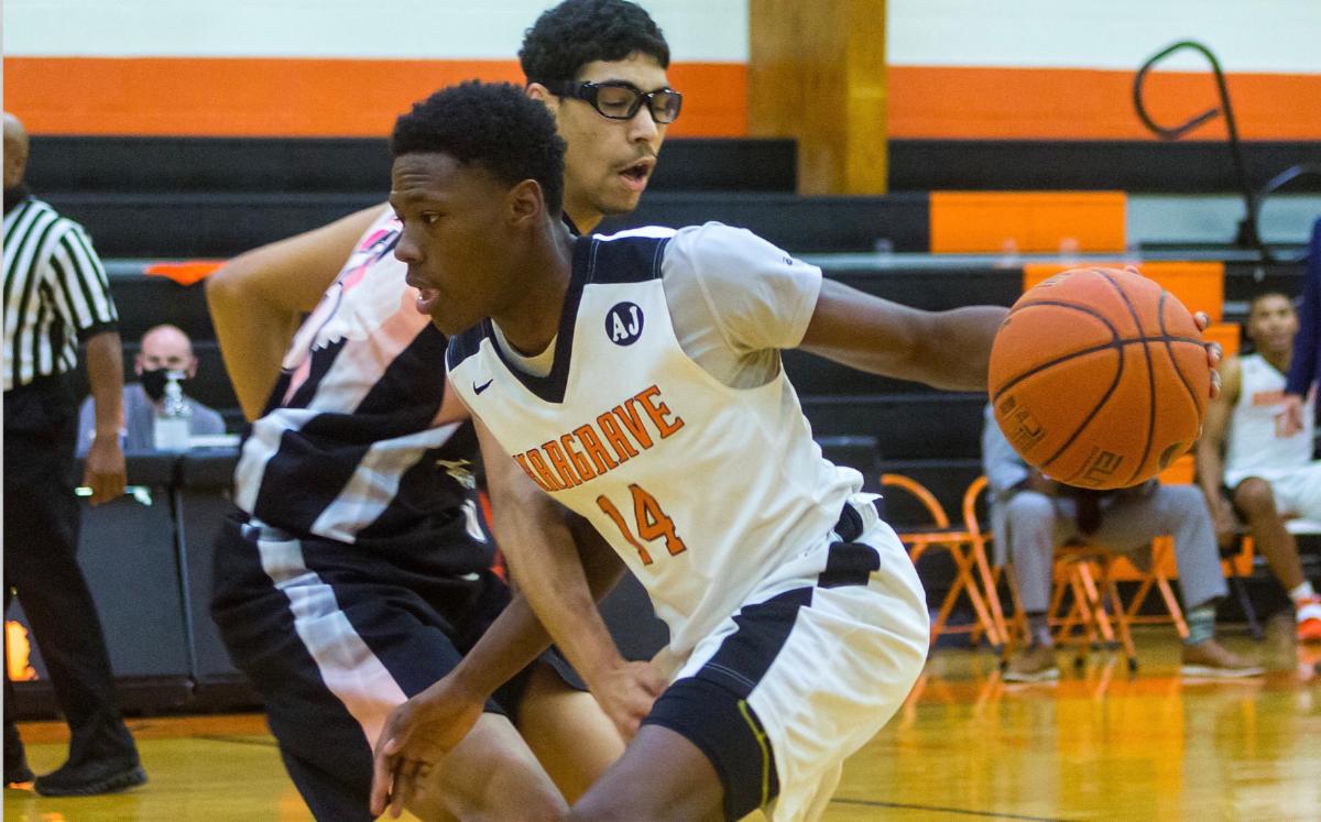 Hargrave player breaking past opponent